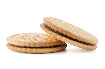 Image showing Sandwich biscuits with chocolate filling