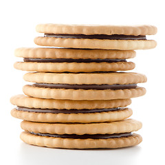 Image showing Sandwich biscuits with chocolate filling