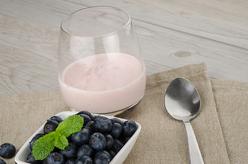 Image showing Yogurt with fresh blueberries