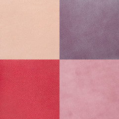 Image showing Set of pink leather samples