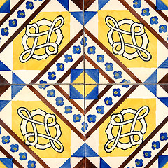 Image showing Traditional Portuguese glazed tiles