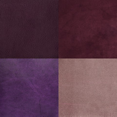 Image showing Set of purple leather samples