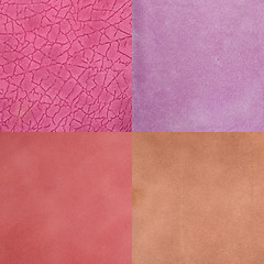 Image showing Set of pink leather samples