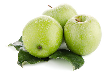 Image showing Three fresh green apples