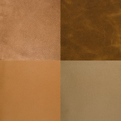 Image showing Set of brown leather samples