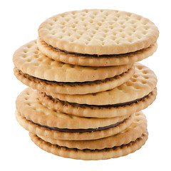 Image showing Sandwich biscuits with chocolate filling