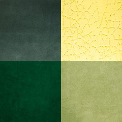 Image showing Set of green leather samples