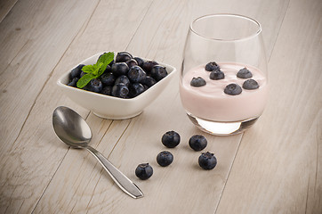 Image showing Yogurt with fresh blueberries