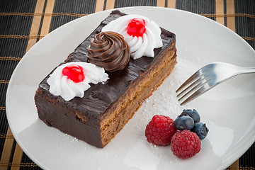 Image showing Piece of chocolate cake