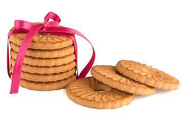 Image showing Festive wrapped rings biscuits