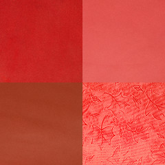 Image showing Set of red leather samples