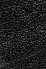 Image showing Natural qualitative black leather texture. Close up. 