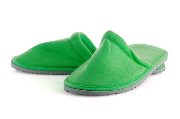 Image showing A pair of green slippers