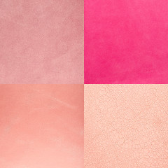 Image showing Set of pink leather samples