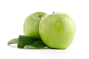 Image showing Two fresh green apples