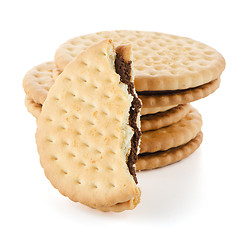 Image showing Sandwich biscuits with chocolate filling