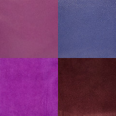 Image showing Set of purple leather samples