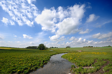 Image showing Small river and framland