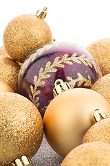 Image showing Golden christmas balls