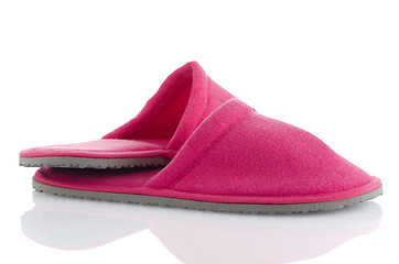 Image showing A pair of pink slippers