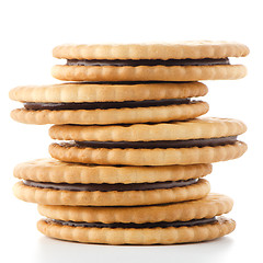 Image showing Sandwich biscuits with chocolate filling