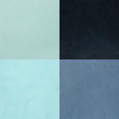 Image showing Set of blue leather samples