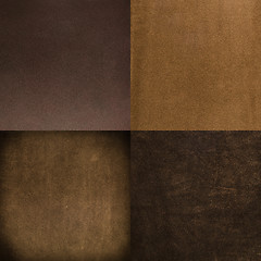 Image showing Set of brown leather samples