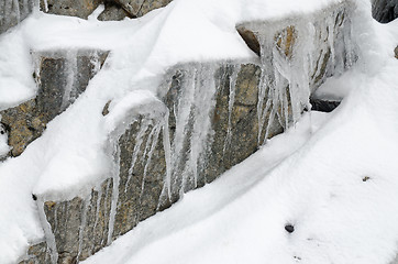 Image showing Snow on rock