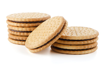 Image showing Sandwich biscuits with chocolate filling