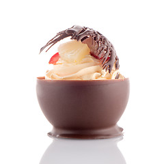 Image showing Strawberry and chocolate pastry mousse