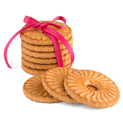 Image showing Festive wrapped rings biscuits