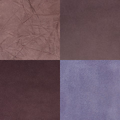 Image showing Set of purple leather samples