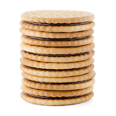 Image showing Sandwich biscuits with chocolate filling