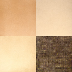 Image showing Set of beige leather samples