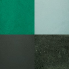 Image showing Set of green leather samples