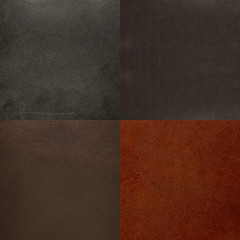 Image showing Set of brown leather samples