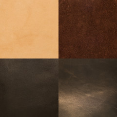 Image showing Set of brown leather samples