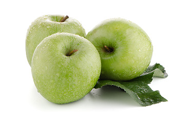 Image showing Three fresh green apples