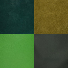 Image showing Set of green leather samples