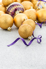 Image showing Golden christmas balls