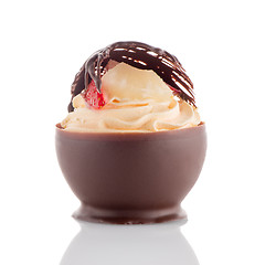 Image showing Strawberry and chocolate pastry mousse