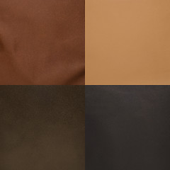 Image showing Set of brown leather samples