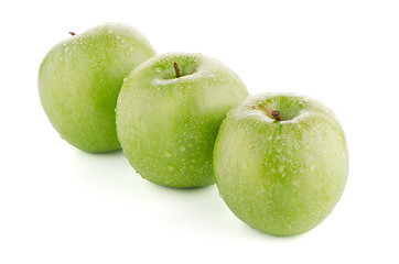 Image showing Three fresh green apples