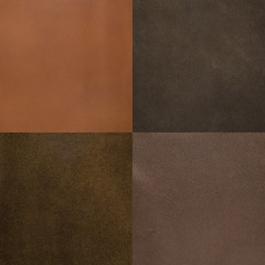 Image showing Set of brown leather samples