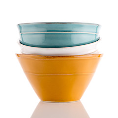 Image showing Three colored bowls