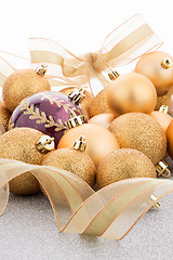 Image showing Golden christmas balls