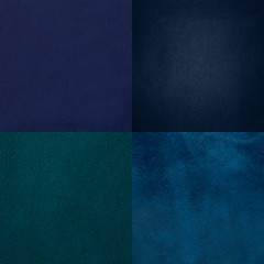 Image showing Set of blue leather samples