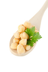 Image showing chickpeas over spoon 