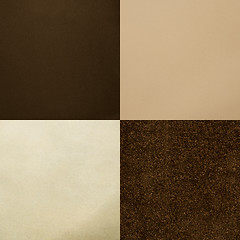 Image showing Set of brown leather samples