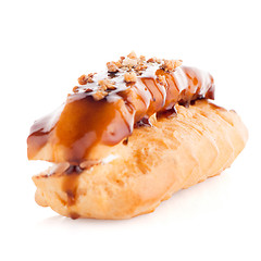 Image showing Eclair with caramel decoration